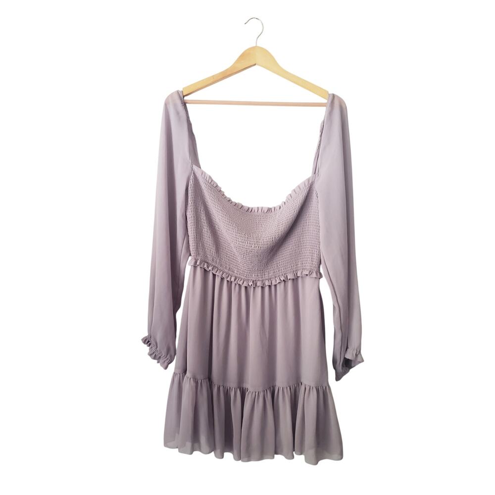 Wilfred Tempest Smocked Chiffon Mini Dress Purple Size Small